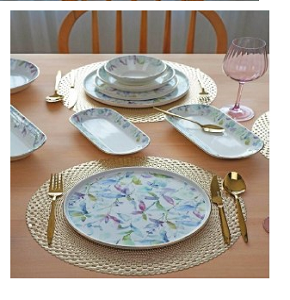 Dinner Set Porcelain 30 Pieces Glory Model The Beauty of Flowers with Engraved Design

