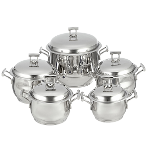 Aboud Silver Star Assorted Set with Bakelite Handles (Bombé) 10 pcs (16-18-20-24-32)

