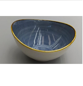 Single porcelain bowl Danny Home irregular oval shape with artistic intertwined pink colors CZT05-20

