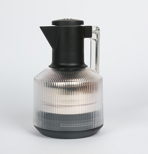 Thermos Transparent Body Transparent Handle Brown Top & Base
