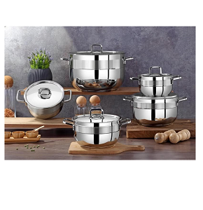 Yonca Turkish Stainless Steel Cookware Set – 10 Pieces (18–20–22–24–32 cm)
