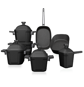 Titanium set 12Q square pot 28cm Gigilli / Black / Omega
