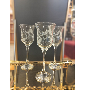 Al-Saqr Glass Set, 6Pieces Tall with White Floral Design - 778-9

