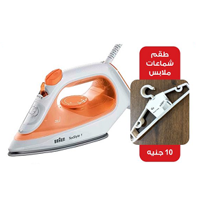 Braun TexStyle 1 Steam Iron, 220ml, 1900 Watt, Orange and White, RAYA Warranty - SI1009OR