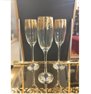 Al-Saqr Glass Set, 6Pcs, Ear of Wheat Design in Gold-778-7