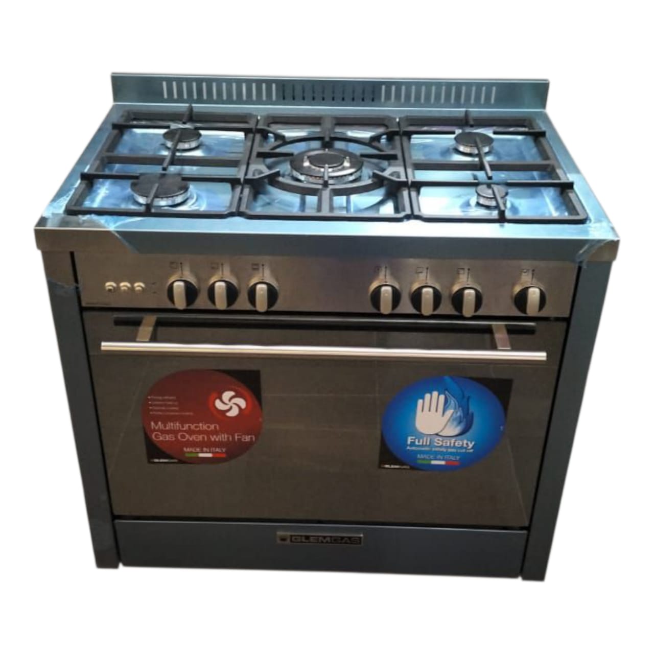 Glem Gas Cooker, 60*90, 5 Burners, Silver M965RI-1