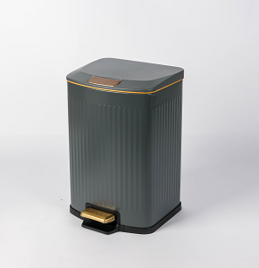 Trash bin 12 liters - dark gray with striped design - hydraulic open
