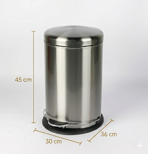 Trash bin 20 liters - round silver - hydraulic open
