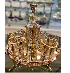 Sherbat Set Diamond Cup Gold – Hand-Embellished, 7 Pieces
