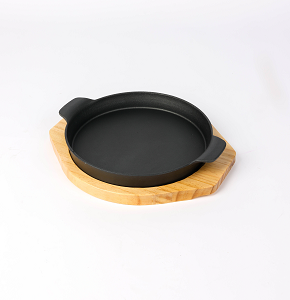 Wilmes Round Serving Plate – 28 cm Floral Design with Wooden Base
