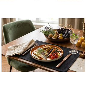 Individual round porcelain plate Danny Home with honey swirl design Dimensions 25 × 25 × 3 cm CZT03-12

