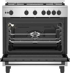 Beko Gas Cooker 5Burners 90cm Cast Iron Holders Auto Ignition Stainless Steel BGGR 11125 GB