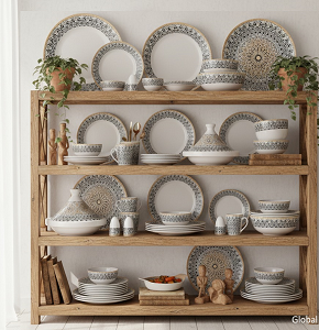 Royal Alfredo Dinner Set, 36 pcs, Porcelain, Kairouan Blue
