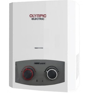 Olympic Electric HeroFlow 6 Gas Water Heater, 6 Liters - White and Grey
