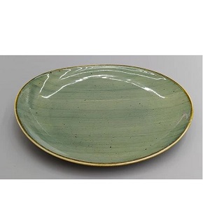Individual irregular oval porcelain plate Danny Home with interlaced olive artistic colors Dimensions 20 × 18 × 2.5 cm CZT04-25

