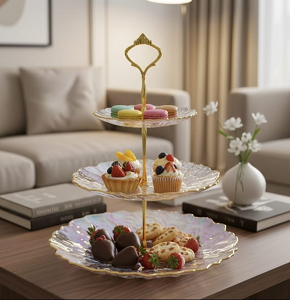 Glass serving tray Round 3-tier - abdo-90-6 G