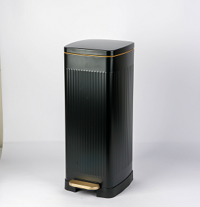 Trash bin 30 liters - black with stripes - hydraulic open
