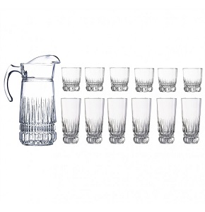 Luminarc Emperor Sherbet Set, 13 Pieces (Jug + 12 Glasses), Clear Glass
