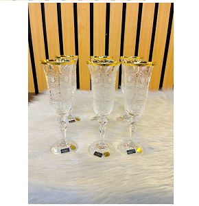 Laura Engraved Assorted Jelly Glass (500, 501, 505, 540) Gold, 6 Pieces, 6359