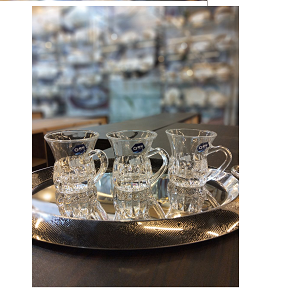 Living Home 6-piece glass mug set with thick glass and engravings 


