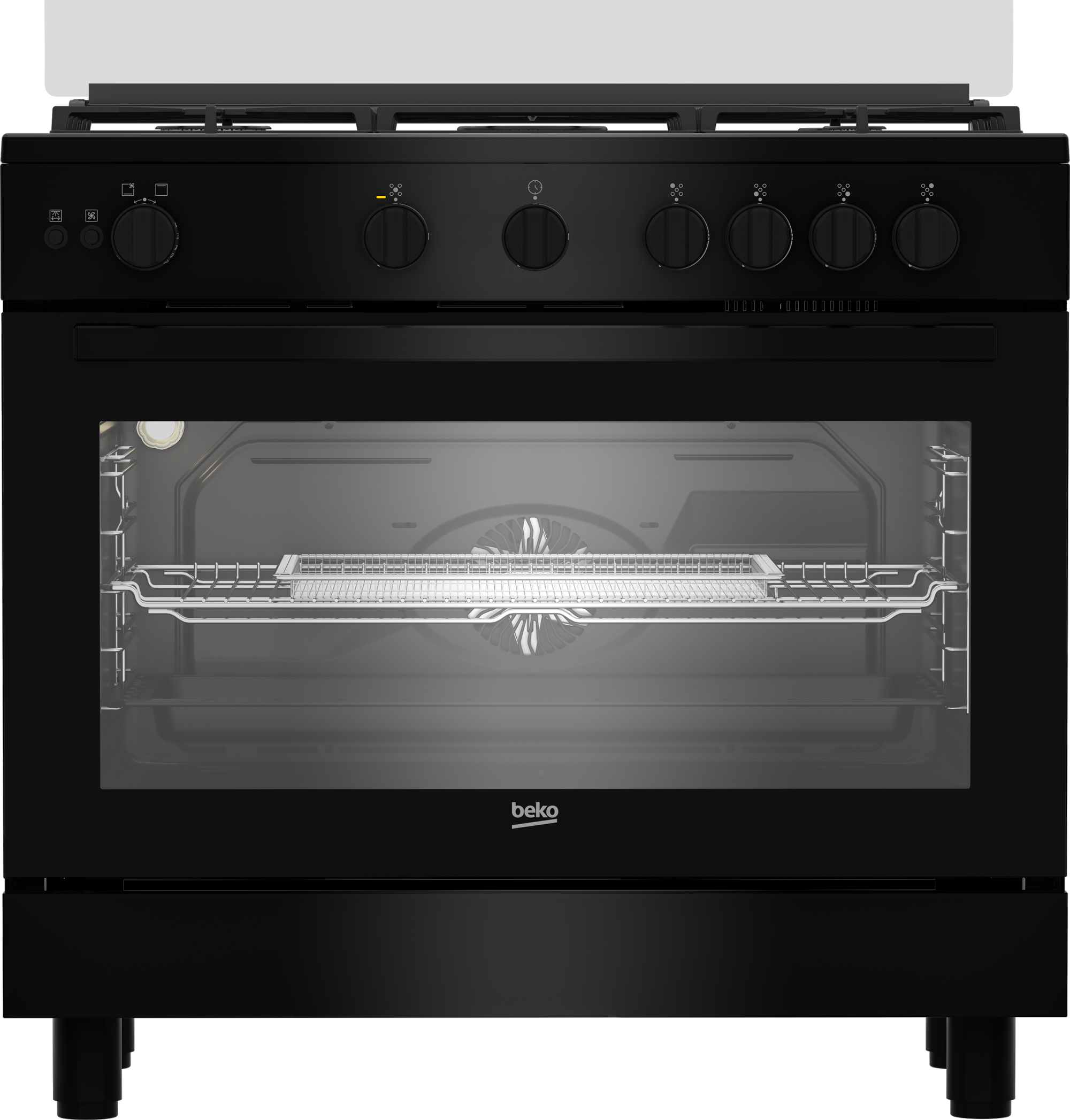 Beko Gas Cooker 5Burners 90cm Cast Iron Holders Auto Ignition Black BGGR 11125 GB