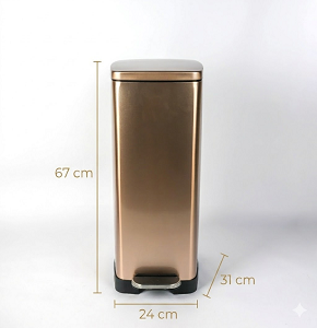 Trash bin 30 liters - rose gold on black - hydraulic open
