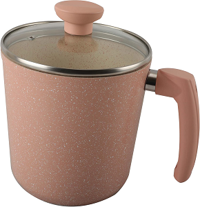 607012: Round Saucepan 16 cm Pink with Pyrex Lid