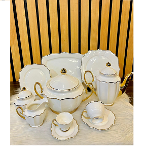Victoria Tableware Set 60 pcs – Plain Gold
