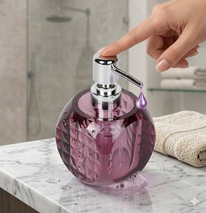 Soap Dispenser Luxury Cut 200ml Purple With Silver Pump 6827