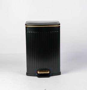 Trash bin 12 liters - black with gold - hydraulic open
