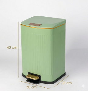 Trash bin 12 liters - light green with striped design - hydraulic open

