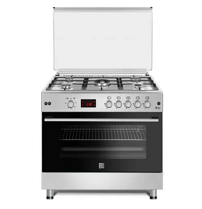 PURITY Gas Cooker, Free-Standing 60×90 cm, 5 Burners Cast Iron Pan Supports, Stainless Steel
