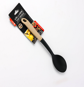 Wellmes Flexible Silicone Spoon with Wooden Handle – For Stirring and Serving
