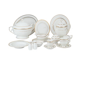 Royal Alfredo Dinner Set, 112 pcs, Porcelain, Off-White and Gold

