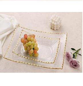 Danny Home glass serving tray rectangular with gilded frame RW06-01

