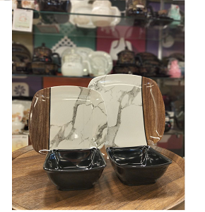 Dream Lotus 38-piece Melamine Set, Kazan Square, Woode n Mar