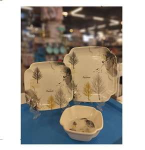 40-Piece Melamine Dinner Set – “The Magic of Nature” Design – Elegant Natural Patterns with a Refined Artistic Touch 
