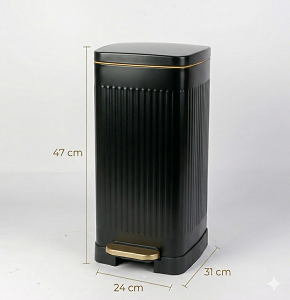 Trash bin 20 liters - black with stripes - hydraulic open
