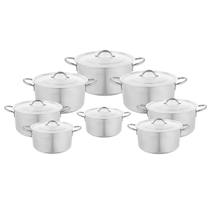 Al-Dahan Mega Four Aluminum  Pot Set with Stainless Steel Handle 8 pcs (18-20-22-24-26-28-32)

