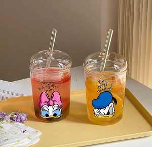 Pyrex Glass Mug with Straw and Duck Design Lid - (abdo-2011) (7105400)
