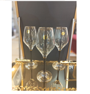 Al Saqr glass set – 6 pieces, with an upward tapered conical shape and gold decorations – 9059#1
