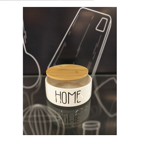 Small elegant round porcelain storage box with lid 
