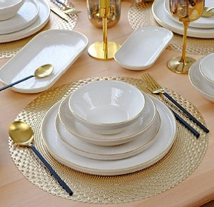Dinner Set Porcelain 30 Pieces Glory Model Classic with Golden Rim

