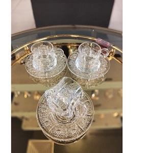 Queen Espresso Cup Set Bohemian Engraved – Hand-Embellished, 6 Pieces
