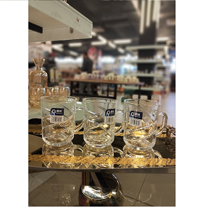 Living Home 6-piece glass mug set with handle, dynamic spiral pattern and attractive light reflection 


