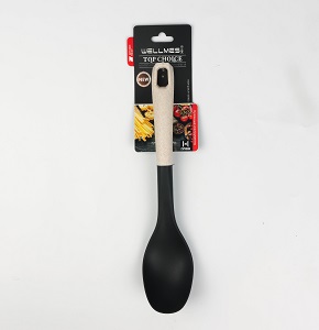 Wellmes Silicone Spoon with Beige Plastic Handle – Ideal for Serving Rice, Pasta, or Vegetables
