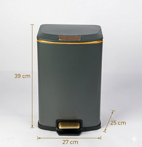 Trash bin 12 liters - dark gray with striped design - hydraulic open
