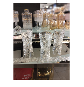 Living Home 6-piece decorated coffee cup set, featuring an elegant design resembling crystal with graduated engravings from the base to the rim LXY4002


