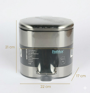 Oval stainless steel trash can, 3L, with hydraulic lid
