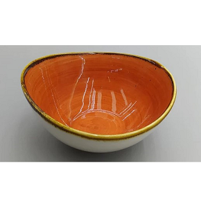 Single porcelain bowl Danny Home irregular oval shape with artistic intertwined hazel colors CZT03-20
